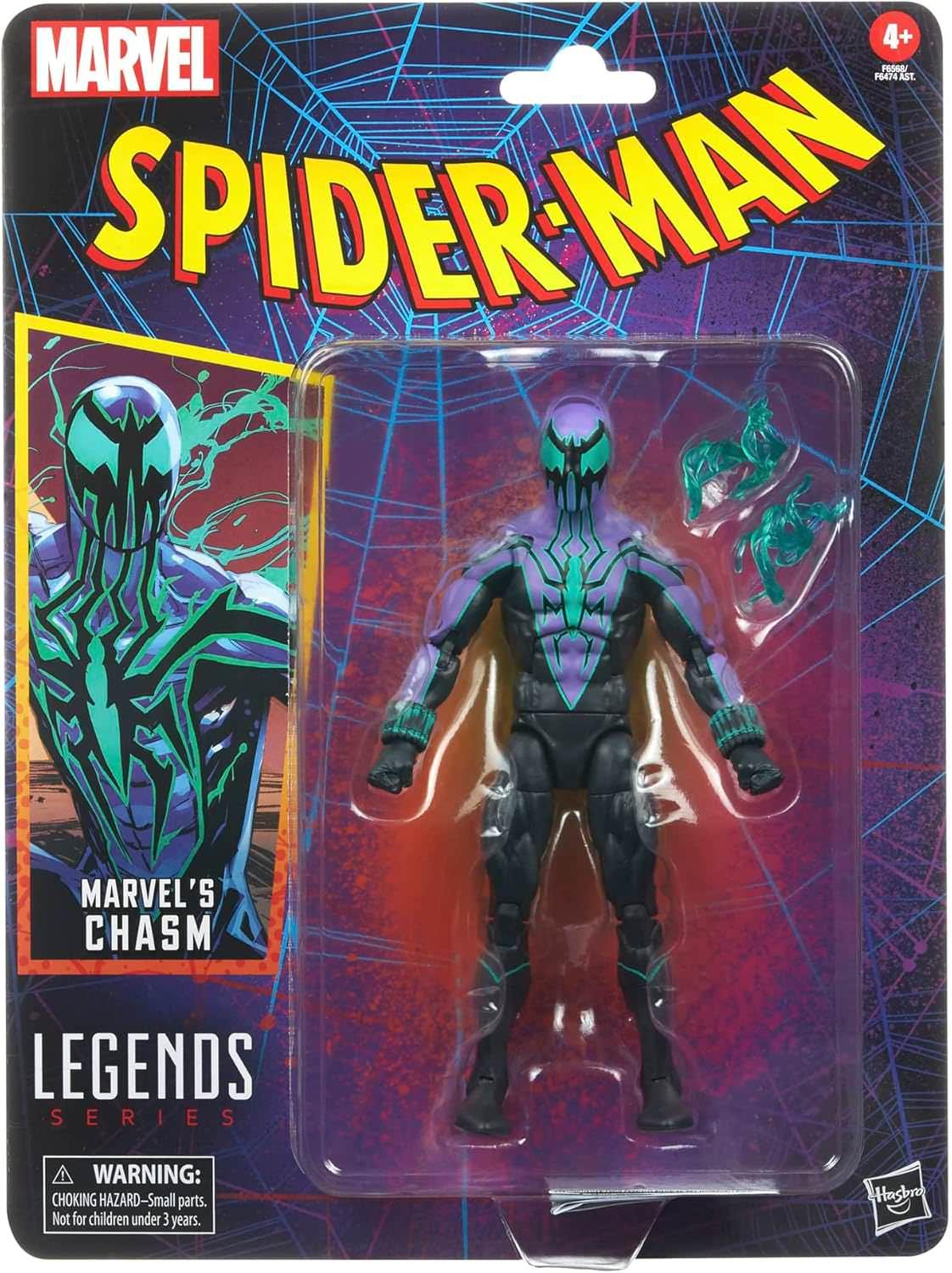 アクションフィギュア マーベル スパイダーマン レジェンド マーベルズ・チャズム Hasbro 高可動性 6インチスケール 特色エフェクトアクセサリー付属 トランスルーセント素材使用 ダークウェブ重要ヴィラン ベン・ライリー クローン