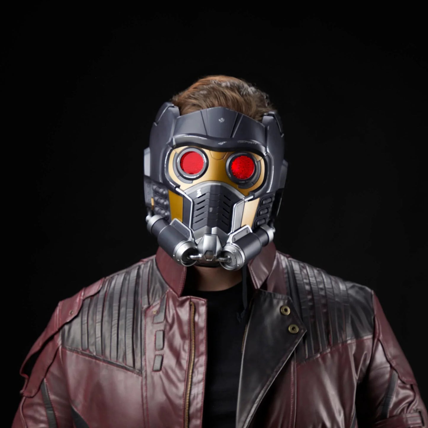 アウトレット品 フィギュア マーベル・レジェンド・スター・ロード・エレクトロニック・ロールプレイ・ヘルメット ガーディアンズ・オブ・ギャラクシー 映画忠実再現 1対1スケール 赤色LEDライト搭載 サウンドエフェクト内蔵