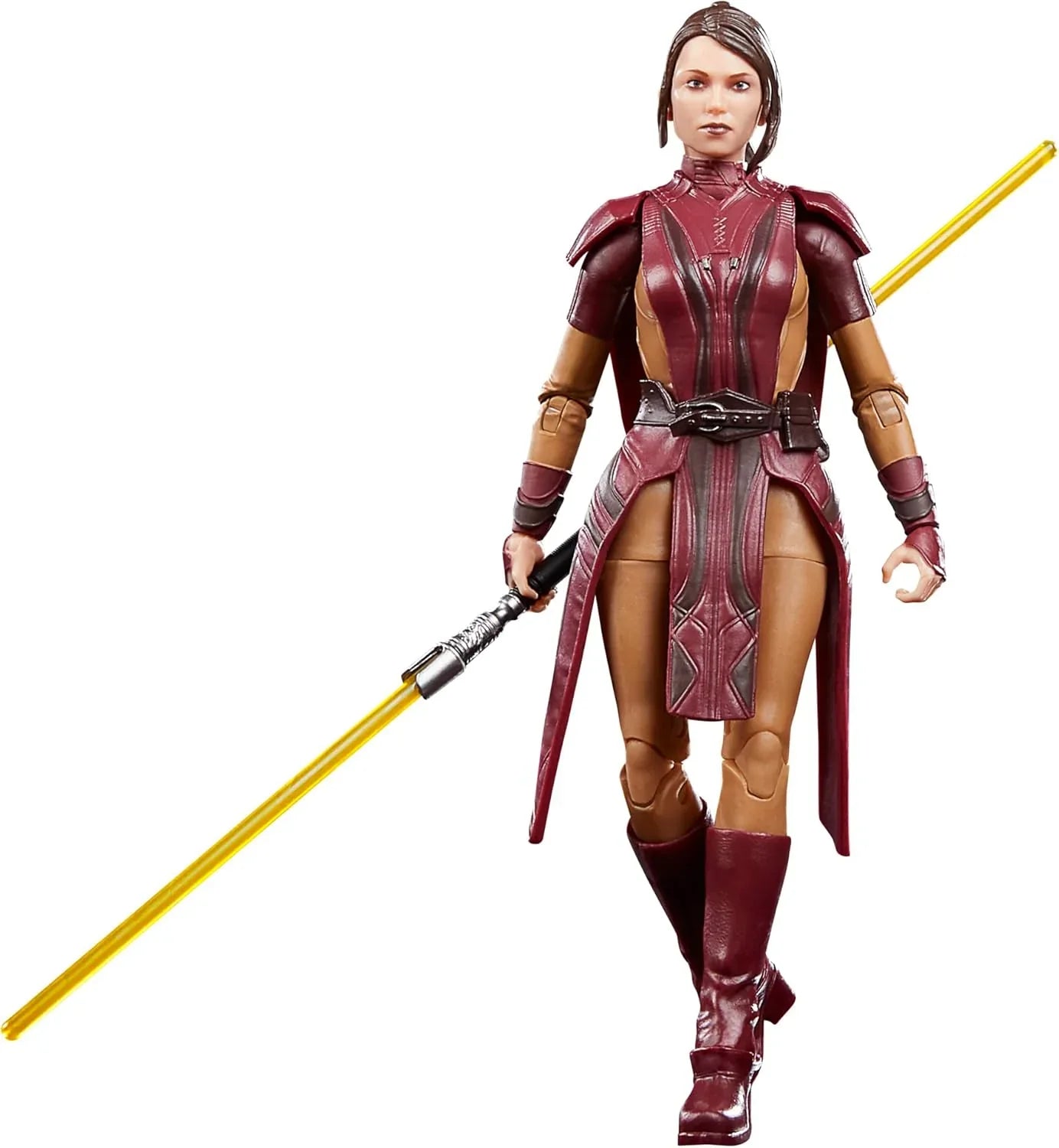 アクションフィギュア スター・ウォーズ ブラックシリーズ 6インチ バスティラ・シャン ハスブロ 高精細造形 プレミアム可動ポイント付属 黄色ダブルブレードライトセーバー 茶色タバード 金属バックル ベルト 銀河の歴史的ジェダイ 並行輸入品