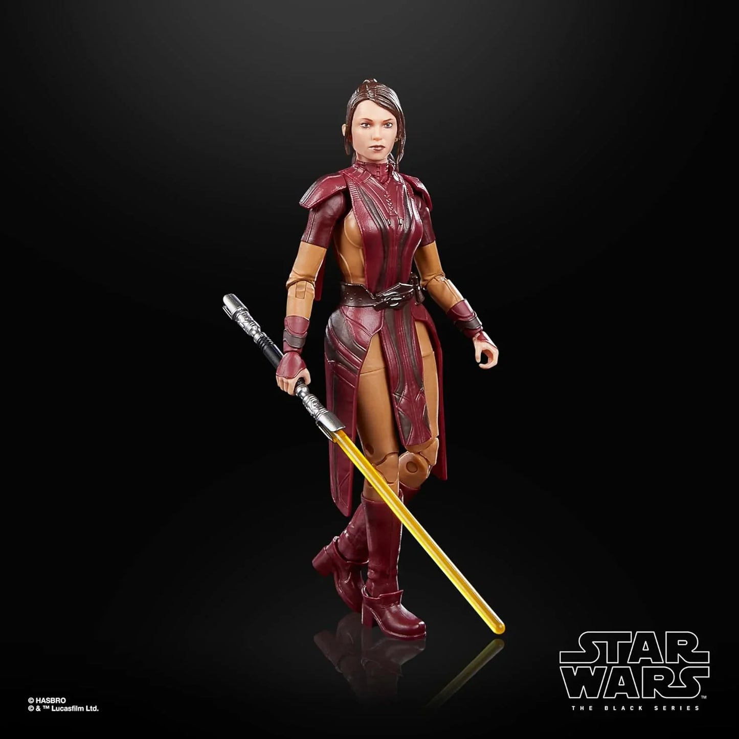 アクションフィギュア スター・ウォーズ ブラックシリーズ 6インチ バスティラ・シャン ハスブロ 高精細造形 プレミアム可動ポイント付属 黄色ダブルブレードライトセーバー 茶色タバード 金属バックル ベルト 銀河の歴史的ジェダイ 並行輸入品