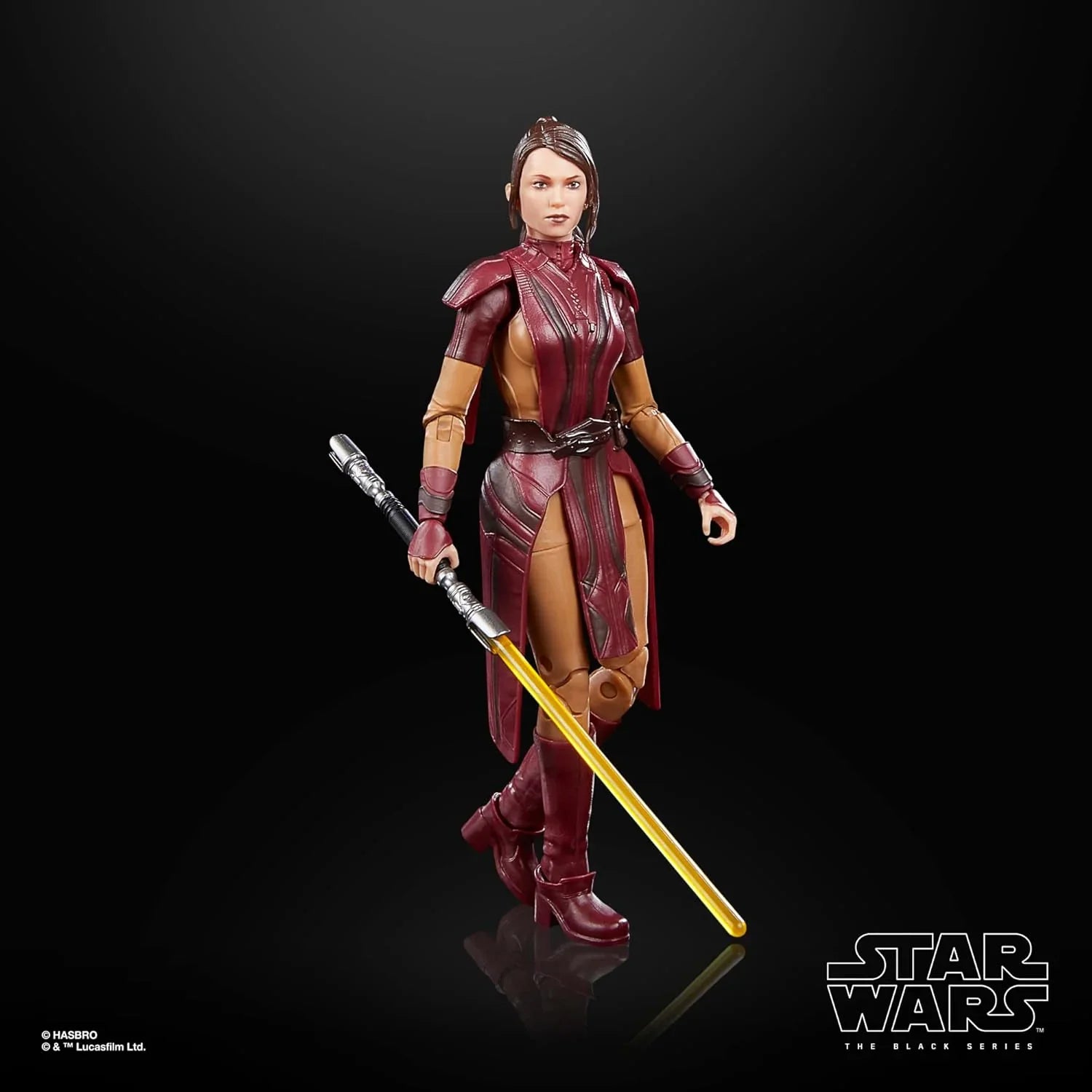 アクションフィギュア スター・ウォーズ ブラックシリーズ 6インチ バスティラ・シャン ハスブロ 高精細造形 プレミアム可動ポイント付属 黄色ダブルブレードライトセーバー 茶色タバード 金属バックル ベルト 銀河の歴史的ジェダイ 並行輸入品