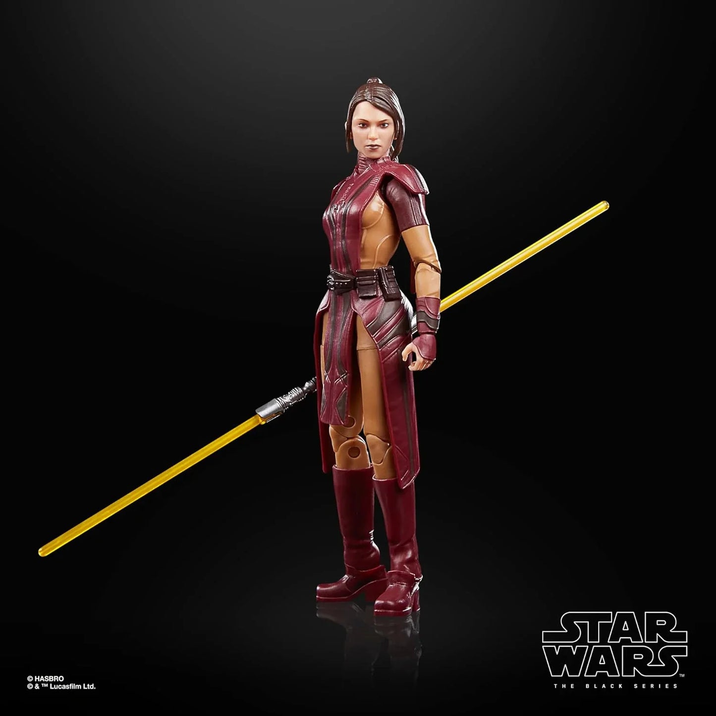 アクションフィギュア スター・ウォーズ ブラックシリーズ 6インチ バスティラ・シャン ハスブロ 高精細造形 プレミアム可動ポイント付属 黄色ダブルブレードライトセーバー 茶色タバード 金属バックル ベルト 銀河の歴史的ジェダイ 並行輸入品