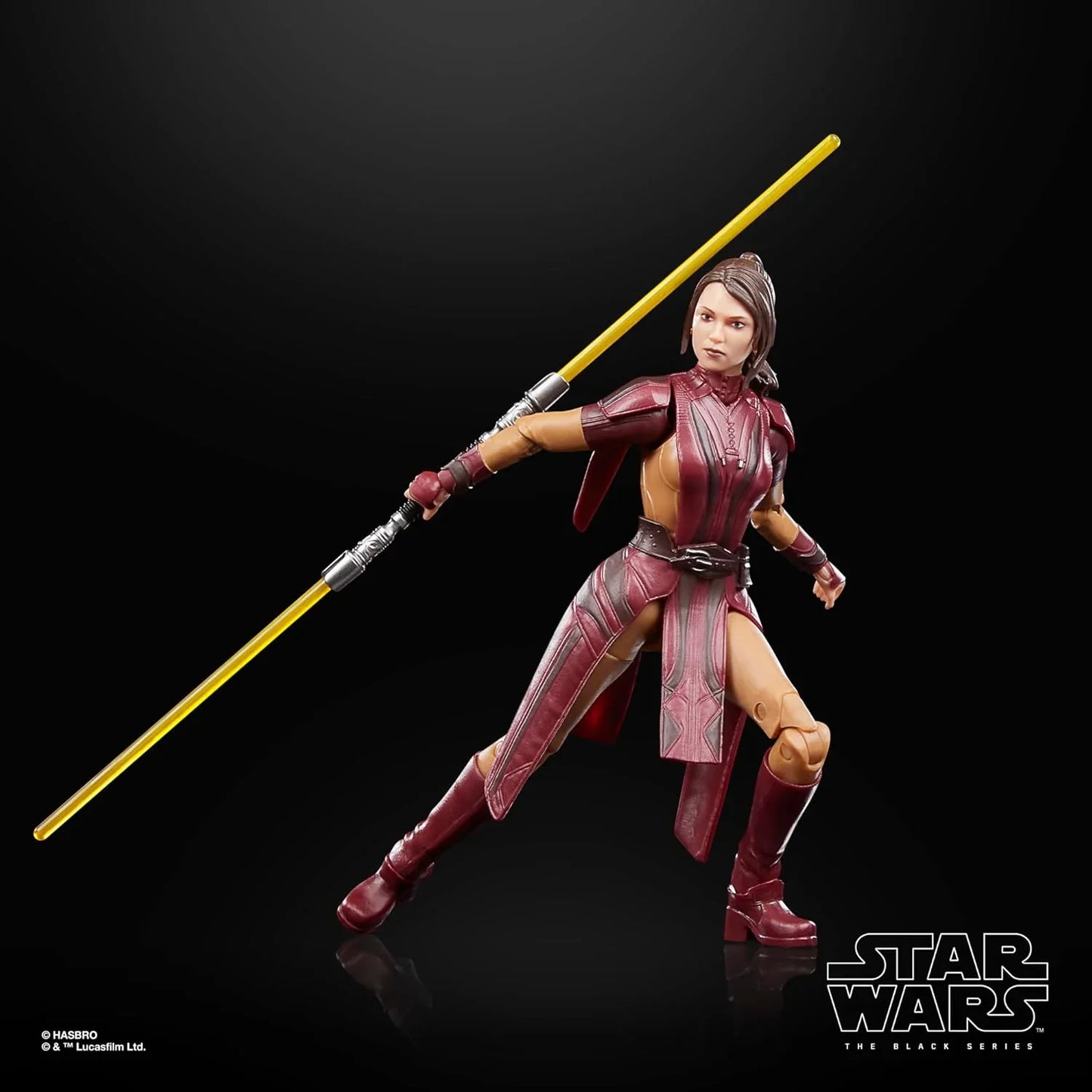 アクションフィギュア スター・ウォーズ ブラックシリーズ 6インチ バスティラ・シャン ハスブロ 高精細造形 プレミアム可動ポイント付属 黄色ダブルブレードライトセーバー 茶色タバード 金属バックル ベルト 銀河の歴史的ジェダイ 並行輸入品