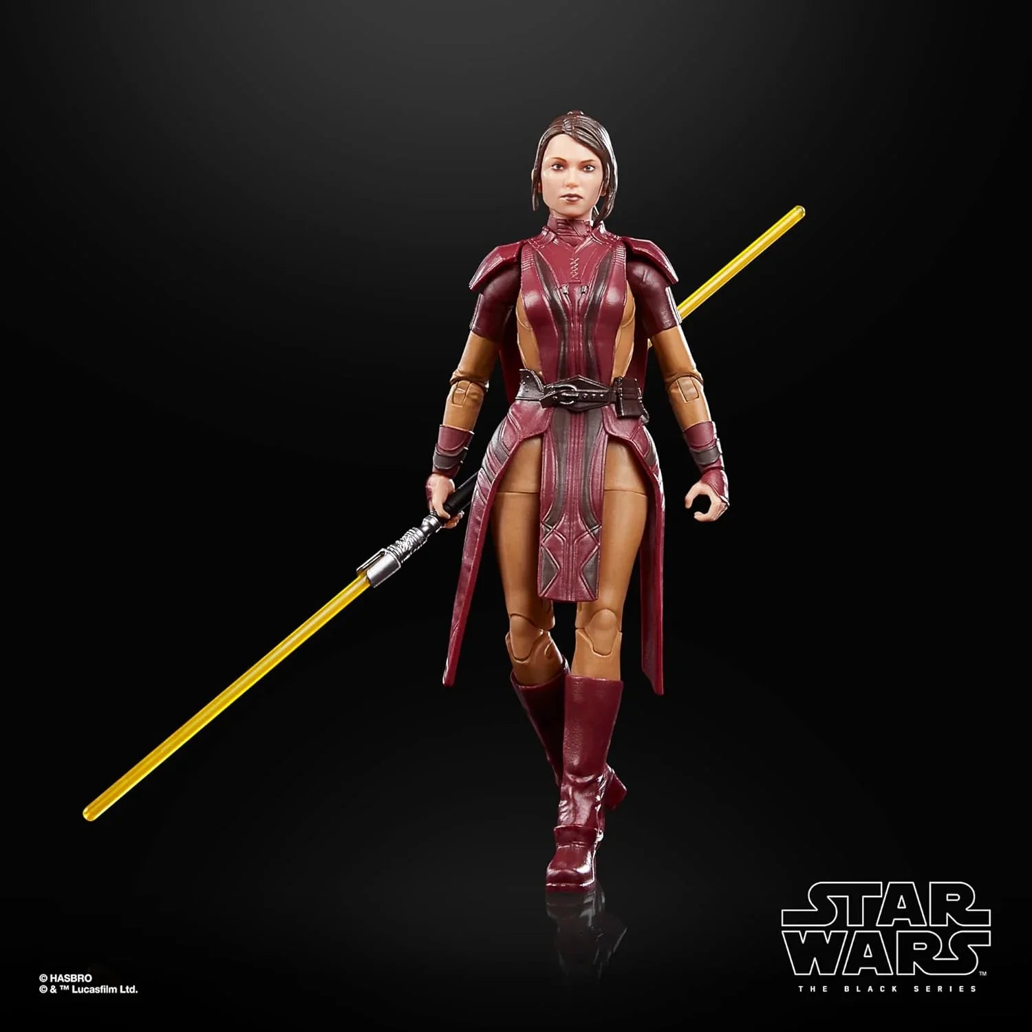 アクションフィギュア スター・ウォーズ ブラックシリーズ 6インチ バスティラ・シャン ハスブロ 高精細造形 プレミアム可動ポイント付属 黄色ダブルブレードライトセーバー 茶色タバード 金属バックル ベルト 銀河の歴史的ジェダイ 並行輸入品