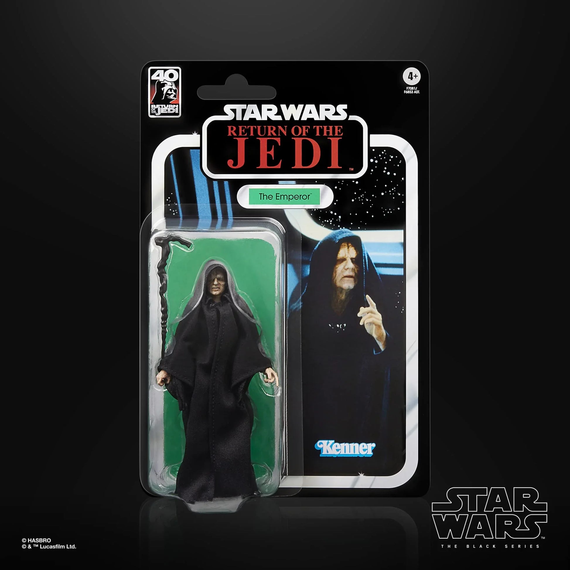フィギュア スター・ウォーズ ブラックシリーズ 皇帝パルパティーン ジェダイの帰還 40周年記念 ハズブロ 完全可動式 プレミアムアクションフィギュア 精巧再現 多関節仕様 ケインアクセサリー付 塗装細部再現 コレクターズアイテム