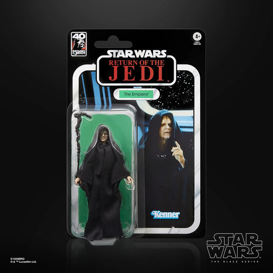 フィギュア スター・ウォーズ ブラックシリーズ 皇帝パルパティーン ジェダイの帰還 40周年記念 ハズブロ 完全可動式 プレミアムアクションフィギュア 精巧再現 多関節仕様 ケインアクセサリー付 塗装細部再現 コレクターズアイテム