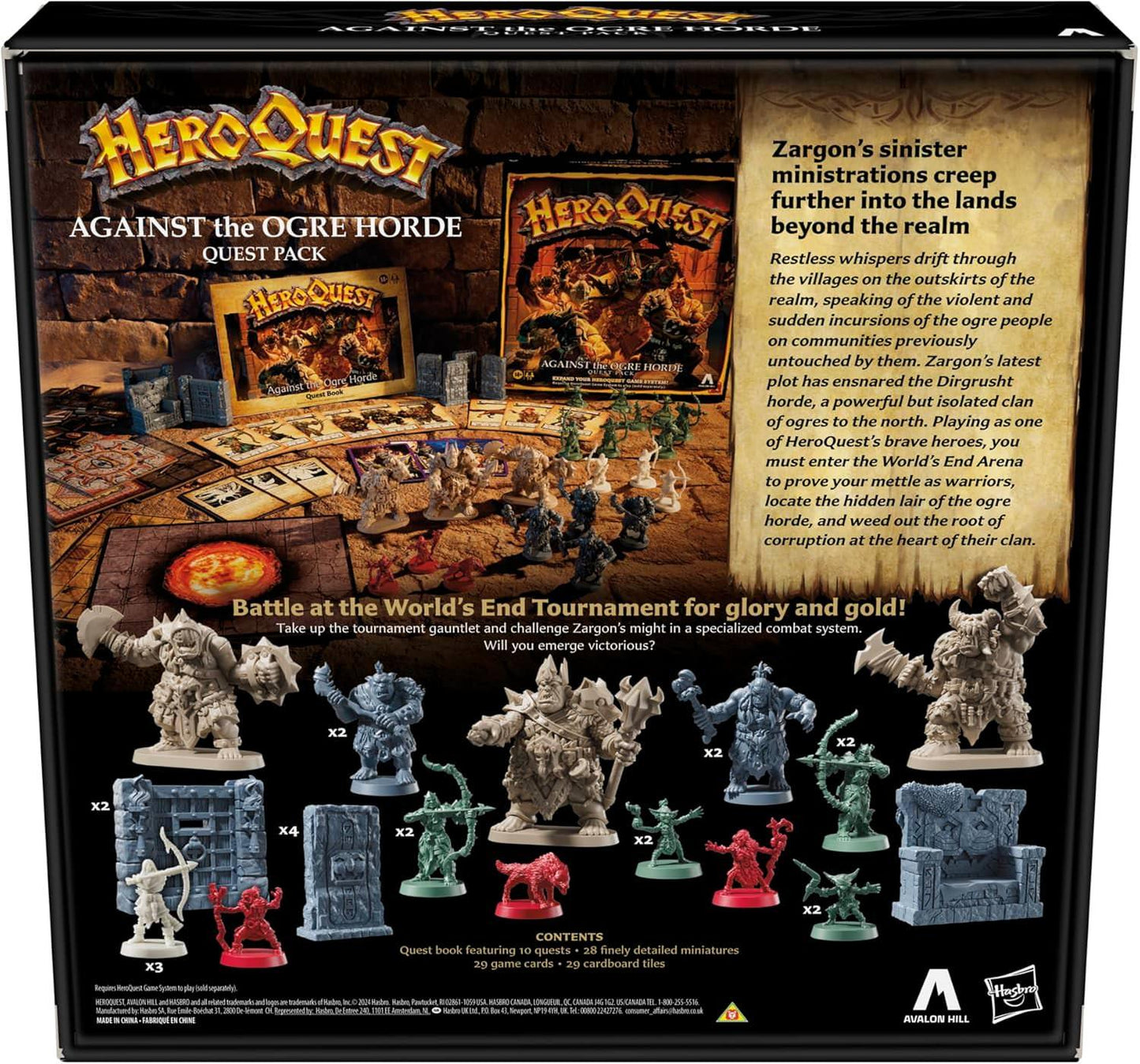 ボードゲーム HeroQuest Against the Ogre Horde Quest Pack ヒーロークエスト 拡張パック 28体ミニチュア 10クエスト 29枚タイル 高品質アートワーク フルカラーカード 無限リプレイ性 ファンタジー世界 英語版 日本語説明書なし