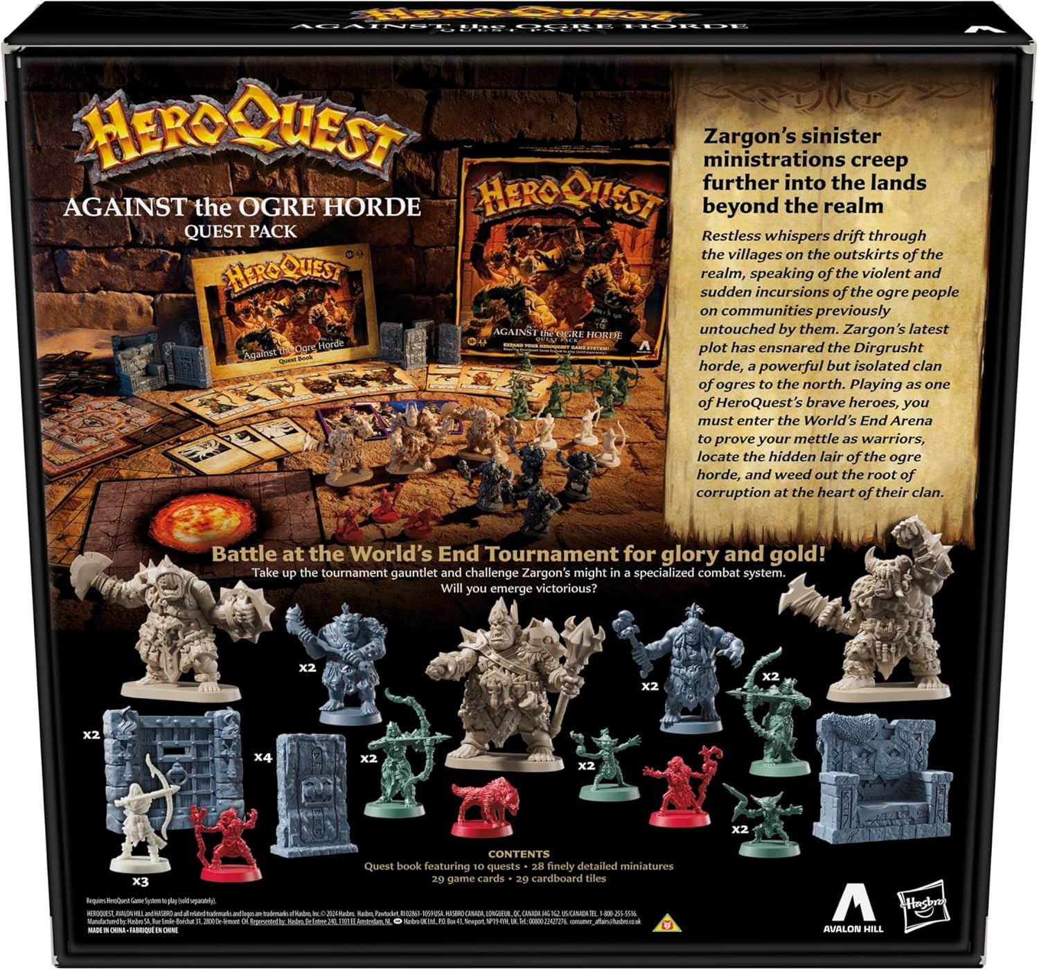 ボードゲーム HeroQuest Against the Ogre Horde Quest Pack ヒーロークエスト 拡張パック 28体ミニチュア 10クエスト 29枚タイル 高品質アートワーク フルカラーカード 無限リプレイ性 ファンタジー世界 英語版 日本語説明書なし