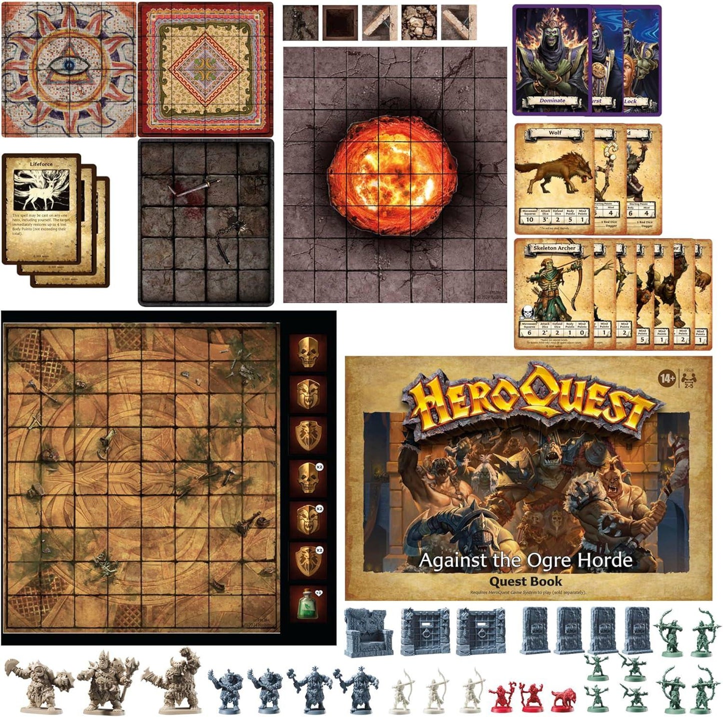 ボードゲーム HeroQuest Against the Ogre Horde Quest Pack ヒーロークエスト 拡張パック 28体ミニチュア 10クエスト 29枚タイル 高品質アートワーク フルカラーカード 無限リプレイ性 ファンタジー世界 英語版 日本語説明書なし
