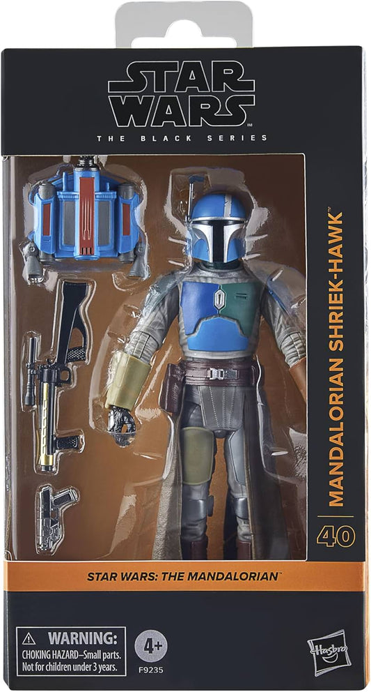 フィギュア Mandalorian Shriek-Hawk Hasbro Star Wars Black Series Disney+ 第3シーズン 6インチ 15cm 戦士 20箇所可動 ジェットパック ブラスター ヘルメット レンジファインダー アーマー ベスカー 取り外し可能 マンダロア 鳥類