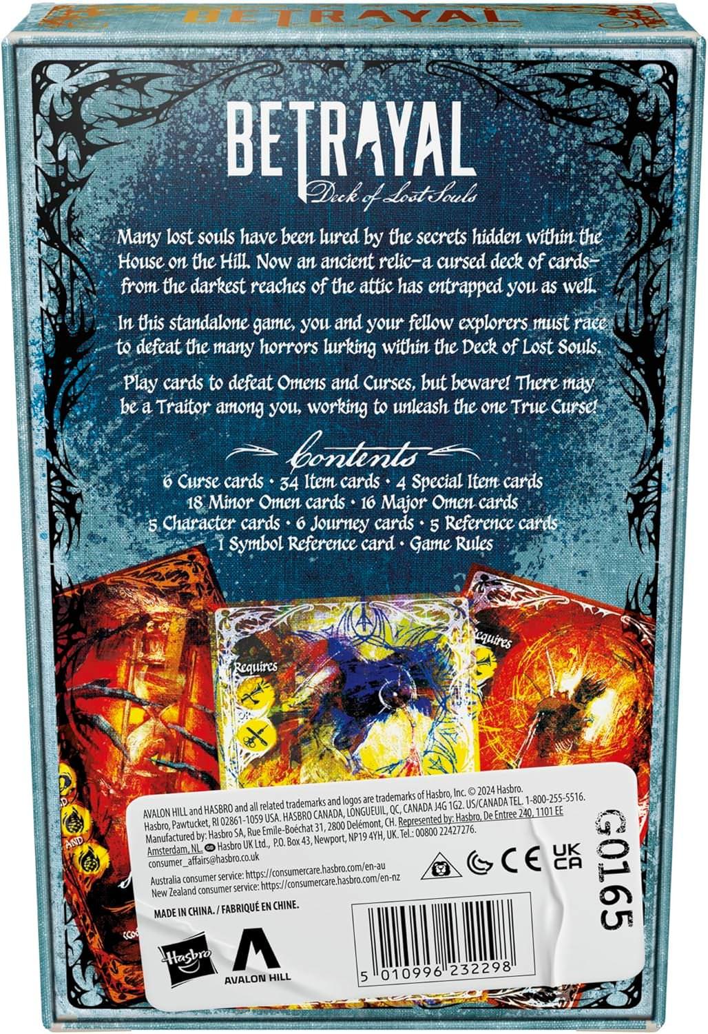 カードゲーム Betrayal Deck of Lost Souls ホラーテーマ タロットインスピレーション 裏切り者 協力型 戦略的ホラー 恐怖の世界 探検家 呪い オーメン アイテムカード 豊富なゲームコンポーネント 直感的ゲームプレイ 英語版 日本語説明書なし
