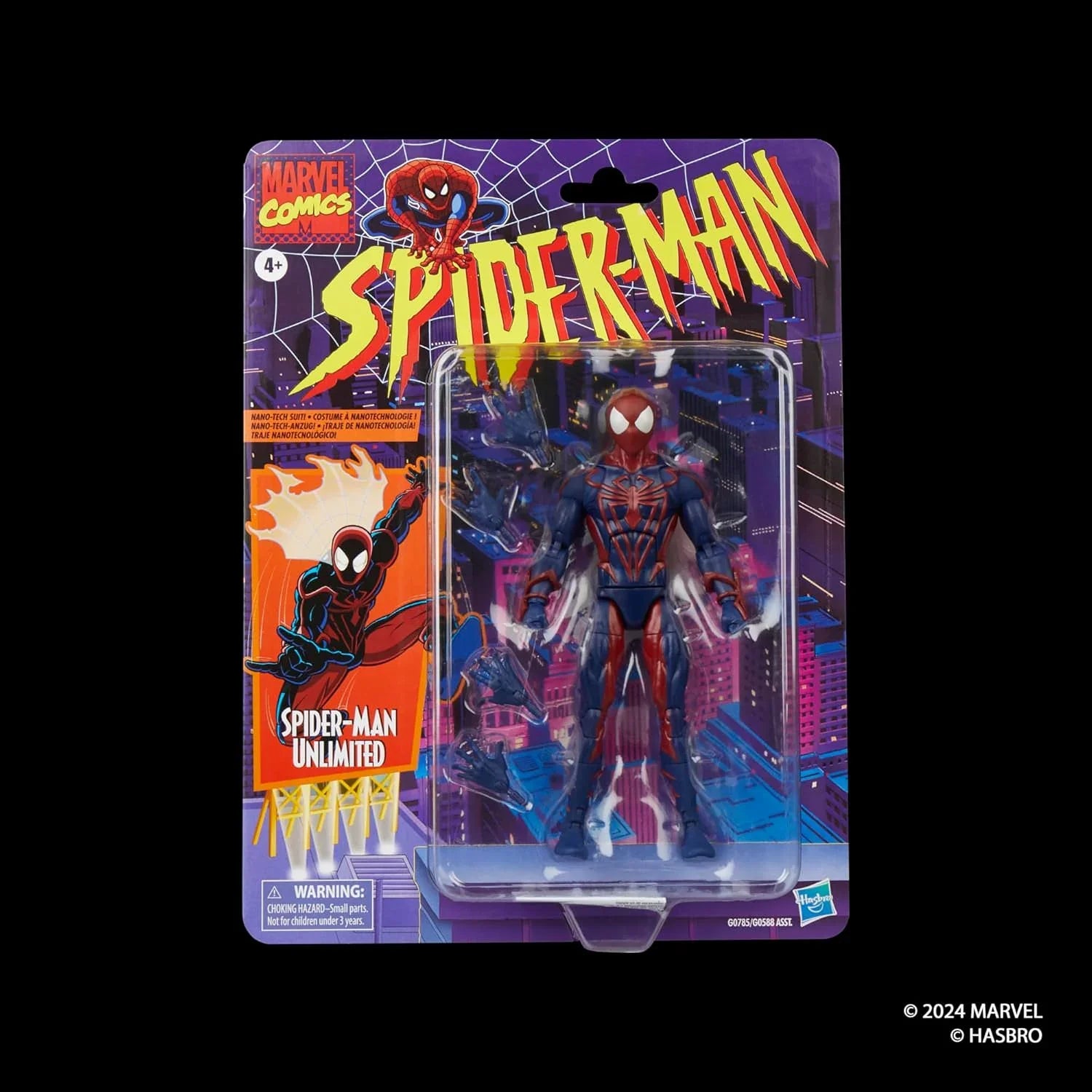 アクションフィギュア スパイダーマン アンリミテッド マーベル レジェンドシリーズ 特殊ナノテクスーツ 採用 高可動 6インチ 約15cm 完全ポーズ自由 交換用ハンドアクセサリー4個付属 レトロスタイルパッケージ コレクション向け 並行輸入品