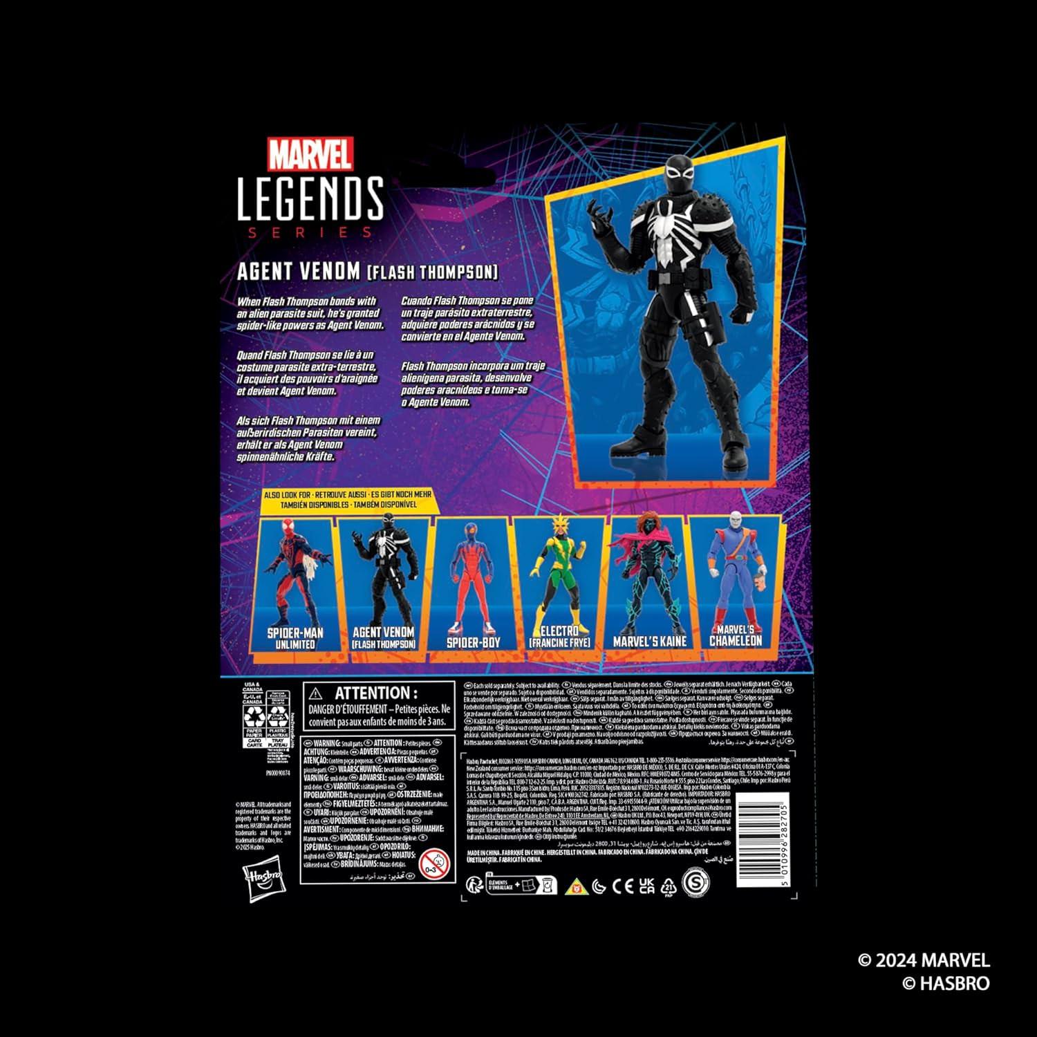 アクションフィギュア エージェント・ヴェノム フラッシュ・トンプソン マーベルレジェンドシリーズ ハスブロ製 シンビオート力操る 米軍兵士 英雄的戦士 複数関節可動 6インチ規格 レトロコレクション銃アクセサリ付属 並行輸入品