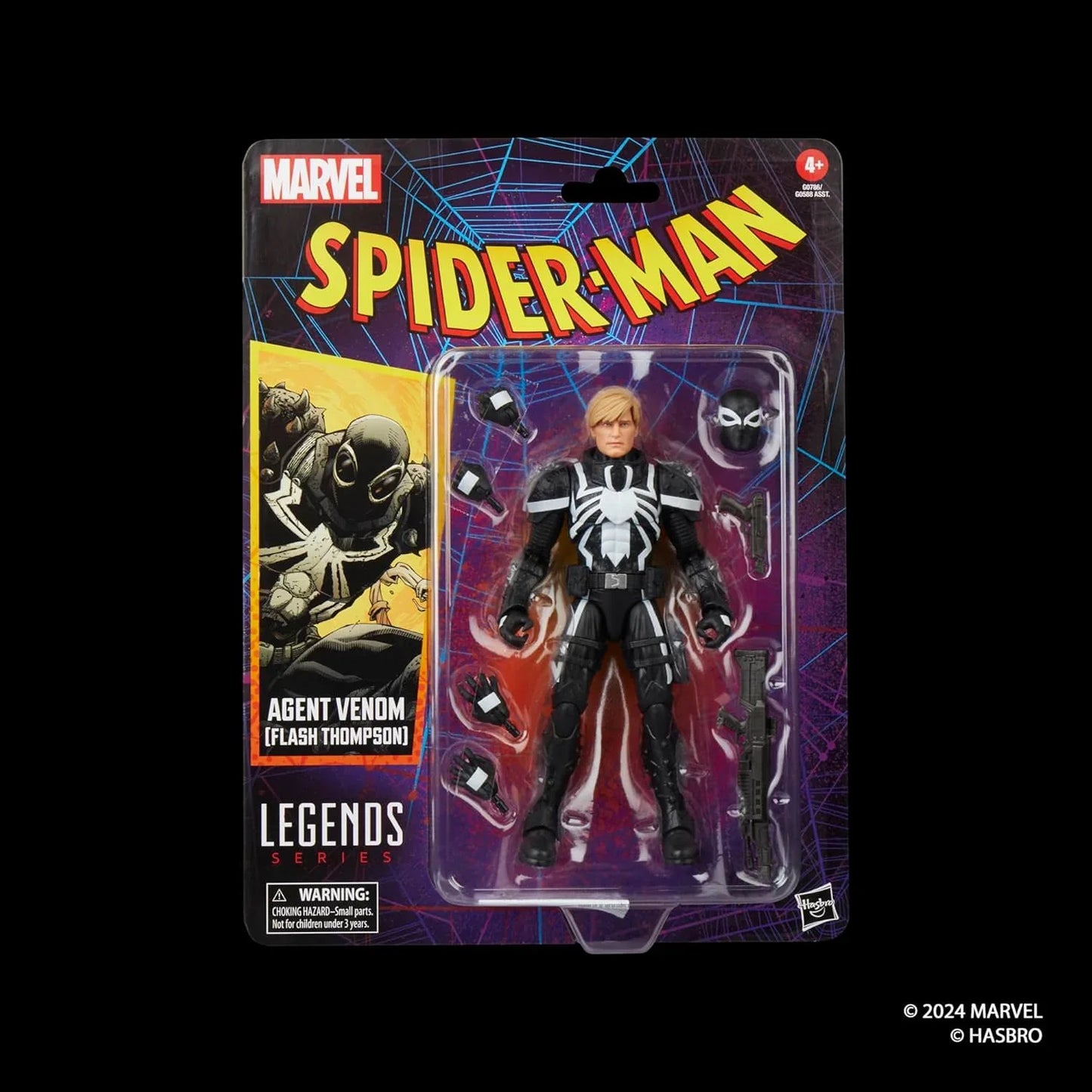 アクションフィギュア エージェント・ヴェノム フラッシュ・トンプソン マーベルレジェンドシリーズ ハスブロ製 シンビオート力操る 米軍兵士 英雄的戦士 複数関節可動 6インチ規格 レトロコレクション銃アクセサリ付属 並行輸入品