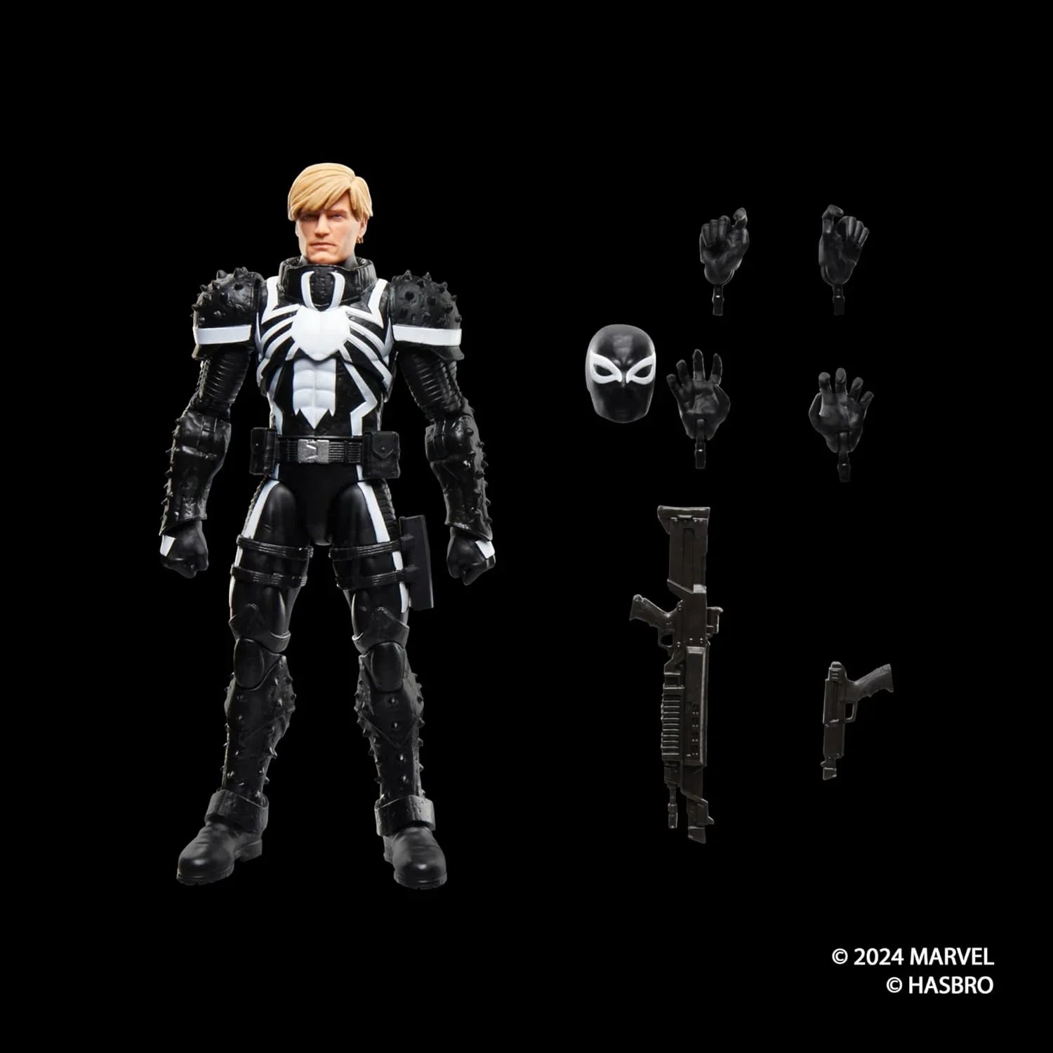 アクションフィギュア エージェント・ヴェノム フラッシュ・トンプソン マーベルレジェンドシリーズ ハスブロ製 シンビオート力操る 米軍兵士 英雄的戦士 複数関節可動 6インチ規格 レトロコレクション銃アクセサリ付属 並行輸入品