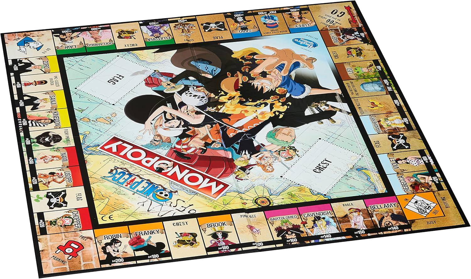 ボードゲーム One Piece Monopoly Board Game モノポリー ワンピース ドレスローザ舞台 不動産取引 チーム戦 戦略潜入作戦 麦わらの一味 キャラクター トークン コアラ 兵隊 チェストカード フラッグカード 12歳以上 家族 英語版 日本語説明書なし