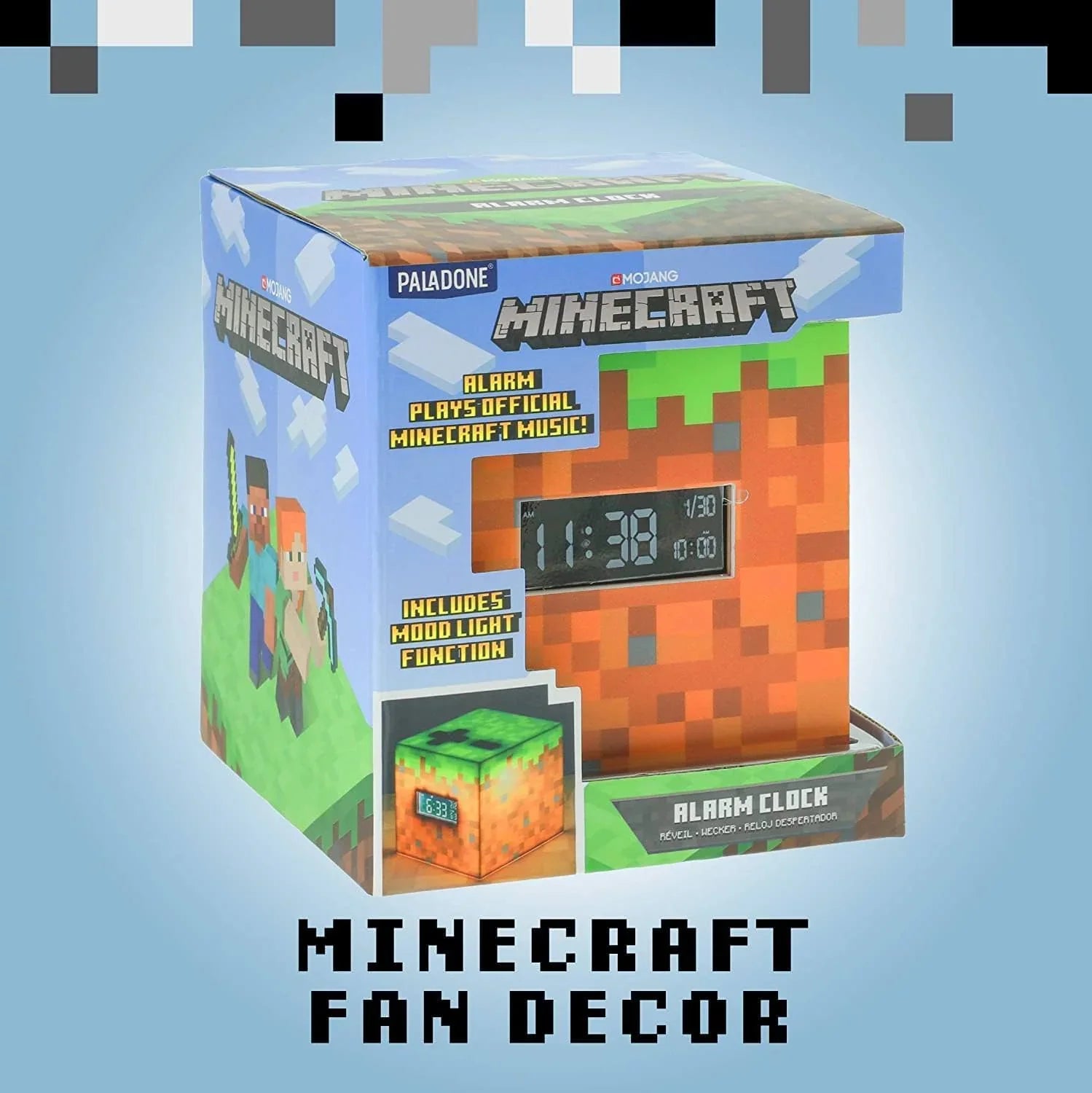 時計 パラドン マインクラフト アラームクロック オフィシャルライセンス製品 ブロックデザイン ゲーム効果音 使用 バックライト付き USB充電 持続可能な軽量プラスチック素材 耐久性に優れた直感的操作可能 ゲーム世界観を生活空間へ 並行輸入品