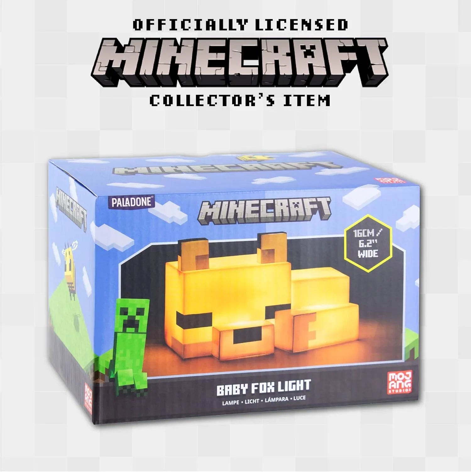 ナイトライト パラドーン マインクラフト フォックス ライト ソフトホワイト マインクラフト公式ライセンス商品 ゲーム内タイガバイオームのキツネモチーフ 幅約16cmコンパクトサイズ 柔らかな白色光で優しい明かり 並行輸入品