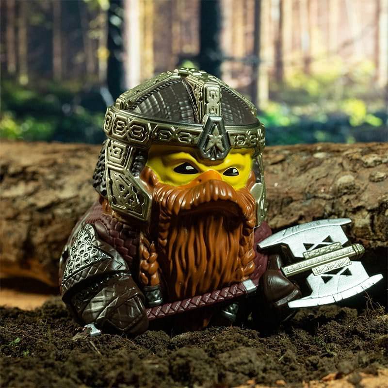 フィギュア ロード・オブ・ザ・リング ギムリ TUBBZ ボックスエディション Numskull Designs PVC素材 かわいいアヒル コレクターズアイテム 指輪物語 ドワーフ勇者 もじゃもじゃひげ ヘルメット手斧付き ディスプレイケース入り 約9cm 並行輸入品