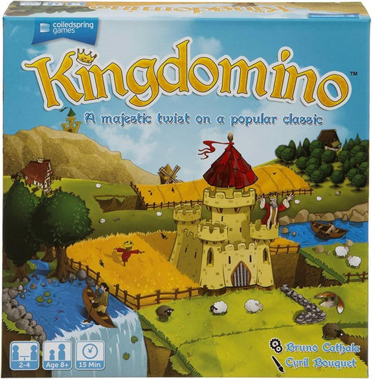 ボードゲーム Kingdomino キングドミノ ドミノを進化させた王国建設ゲーム 戦略的に地形を配置し得点を競う4つの3Dキャッスル48枚ドミノ木製キングトークン付き ゲーム時間約15分対象年齢8歳以上 プレイ人数2から4人 英語版 日本語説明書なし