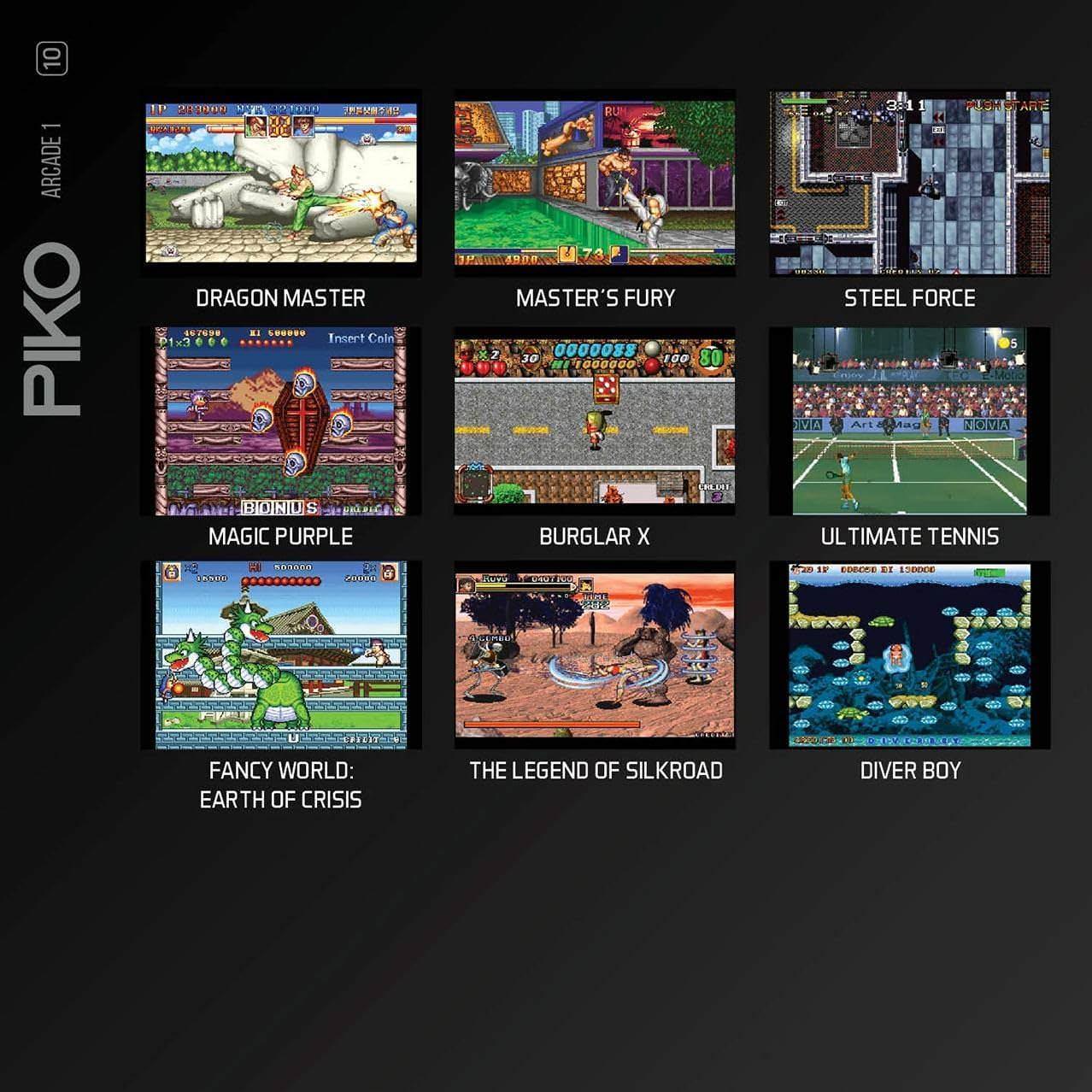 レトロゲーム エバーケード ピコアーケードコレクション1 エバーケード 90年代 アーケードゲーム 名作9作品 格闘 アクション プラットフォーマー スポーツ レアタイトル 2人プレイ対応 手のひらサイズ 懐かしのゲームセンター体験 並行輸入品