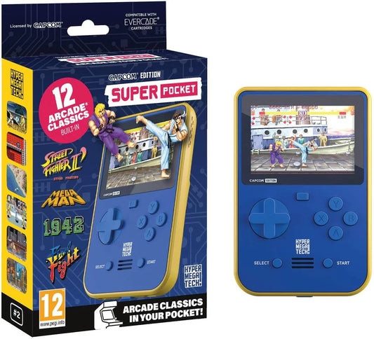 携帯型レトロゲーム機 Hyper Mega Tech Super Pocket Capcom Edition Blaze Entertainment ポケットサイズ カプコン名作アーケードゲーム12タイトル内蔵 Mega Man含む 高品質IPSスクリーン USB-C充電対応 セーブロード機能搭載 並行輸入品