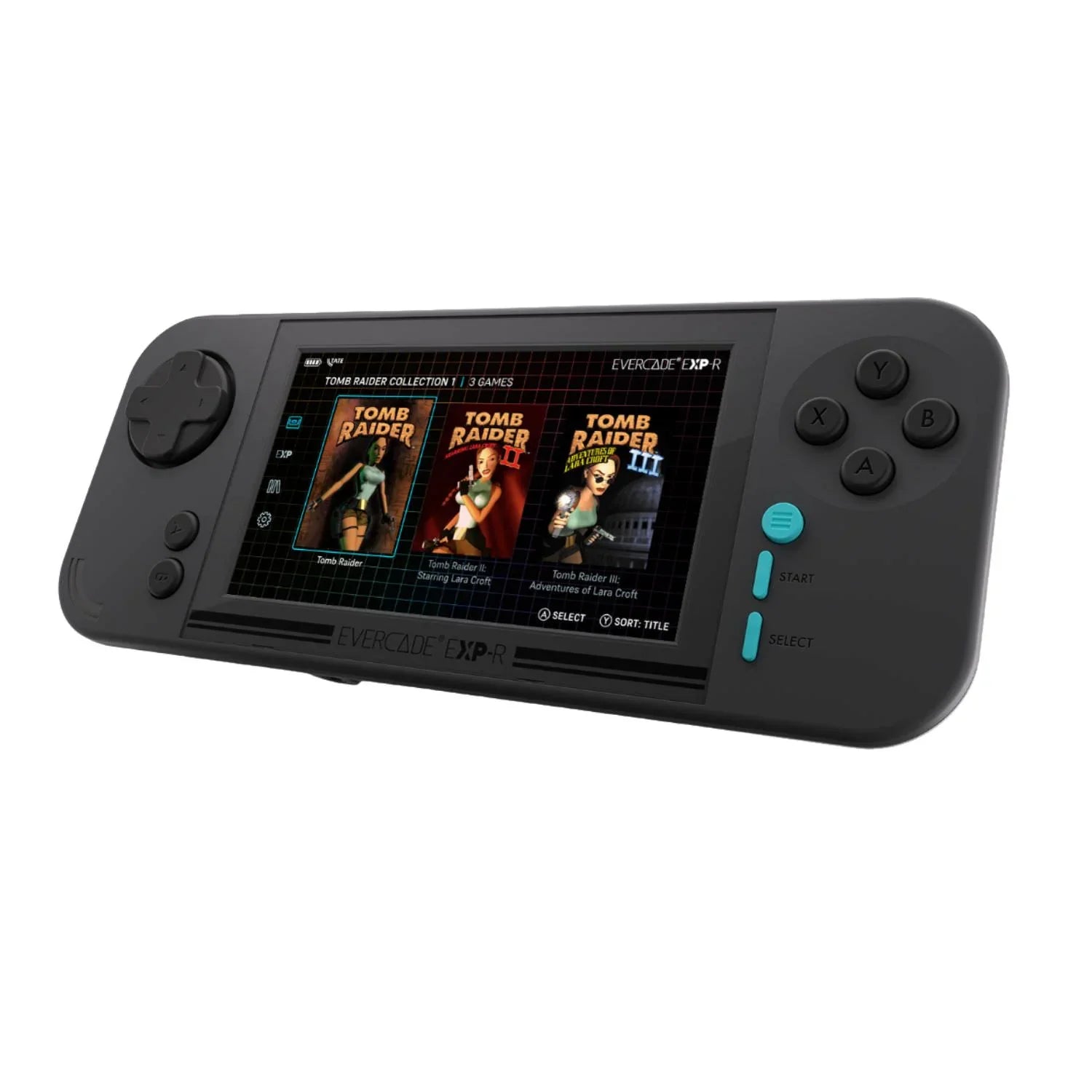 携帯ゲーム機 Evercade EXP-R Tomb Raider Collection Blaze Entertainment 4.3インチIPSディスプレイ 縦画面TATEモード クアッドコア1.5GHz 4GBメモリ 長時間バッテリー 人間工学設計 レトロゲーム物理カートリッジ対応 並行輸入品