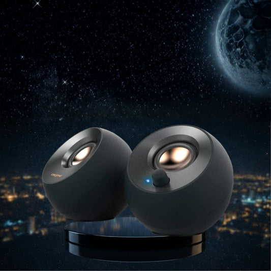 スピーカー Creative Pebble V2 Creative コンパクトパワフル2.0チャンネルUSB-Cデスクトップ 約11cm球形状50mmフルレンジドライバーパッシブラジエーター高出力16W高耐久ABSプラスチック設計モダンデザインブラック安定感340g 並行輸入品