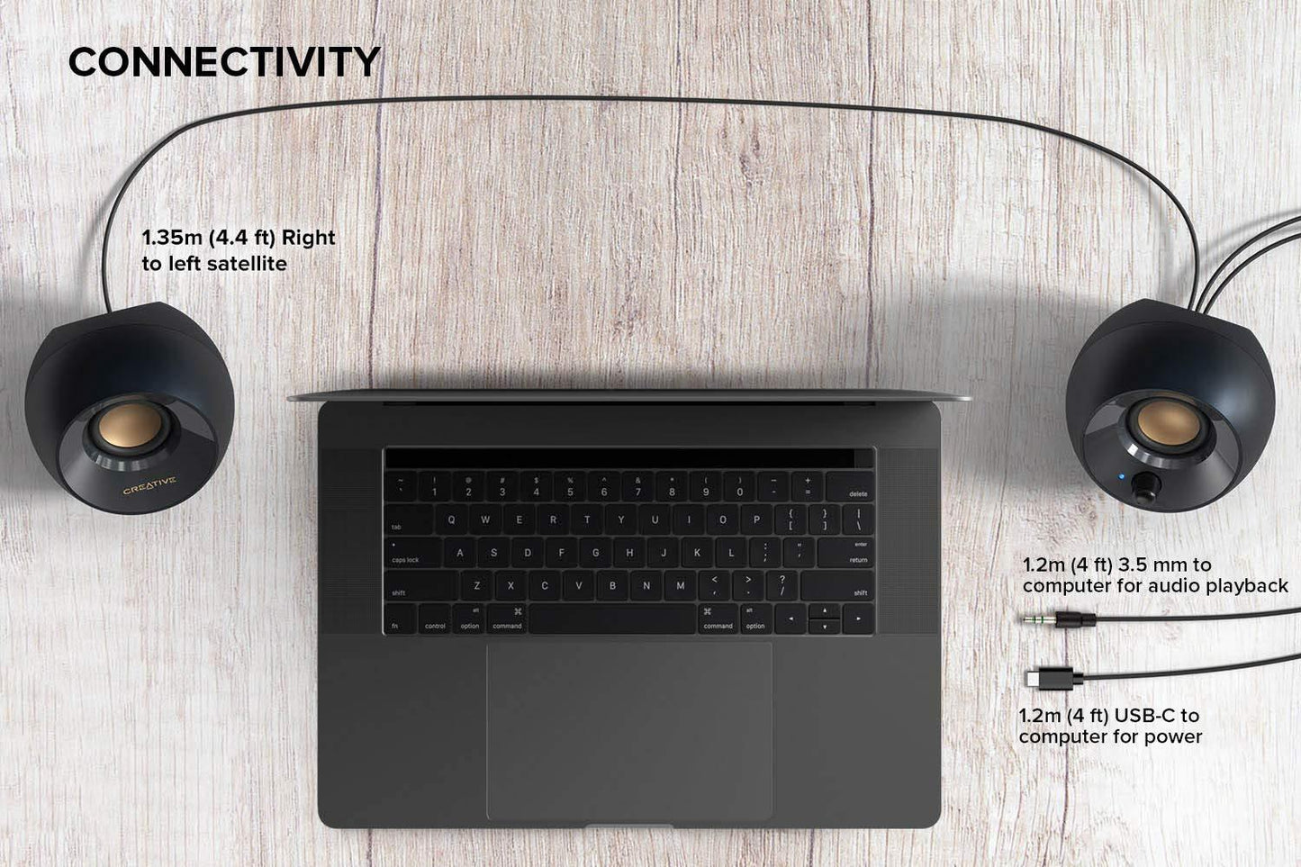 スピーカー Creative Pebble V2 Creative コンパクトパワフル2.0チャンネルUSB-Cデスクトップ 約11cm球形状50mmフルレンジドライバーパッシブラジエーター高出力16W高耐久ABSプラスチック設計モダンデザインブラック安定感340g