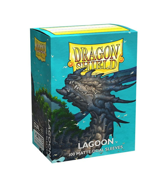 カードスリーブ ドラゴンシールド デュアルマット ラグーン スタンダードサイズ 100枚入り ポリプロピレン製 PVCフリー 耐久性 透明な前面 マット加工 背面不透明 黒色内側加工 シャッフル最適 カード保護 高品質プロテクター 並行輸入品