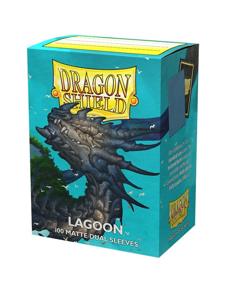 カードスリーブ ドラゴンシールド デュアルマット ラグーン スタンダードサイズ 100枚入り ポリプロピレン製 PVCフリー 耐久性 透明な前面 マット加工 背面不透明 黒色内側加工 シャッフル最適 カード保護 高品質プロテクター 並行輸入品