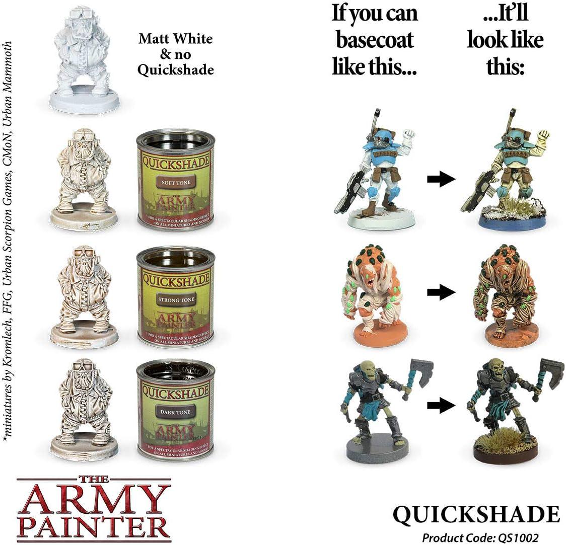 ミニチュアペイント ミニチュア塗装 The Army Painter Quickshade Dip Strong Tone 浸け塗り剤 陰影付け ミニチュアコレクション 10-28mmサイズ 水性アクリル塗料 ベースカラー シェイディング ウォッシング 濃い茶色 赤色 並行輸入品 - Trade Center