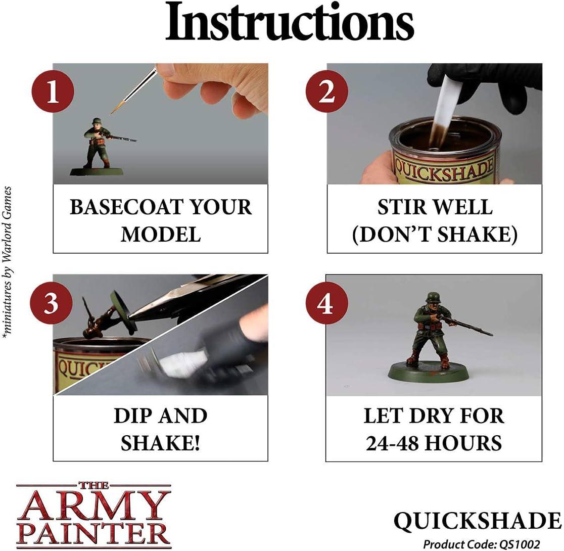 ミニチュアペイント ミニチュア塗装 The Army Painter Quickshade Dip Strong Tone 浸け塗り剤 陰影付け ミニチュアコレクション 10-28mmサイズ 水性アクリル塗料 ベースカラー シェイディング ウォッシング 濃い茶色 赤色 並行輸入品 - Trade Center