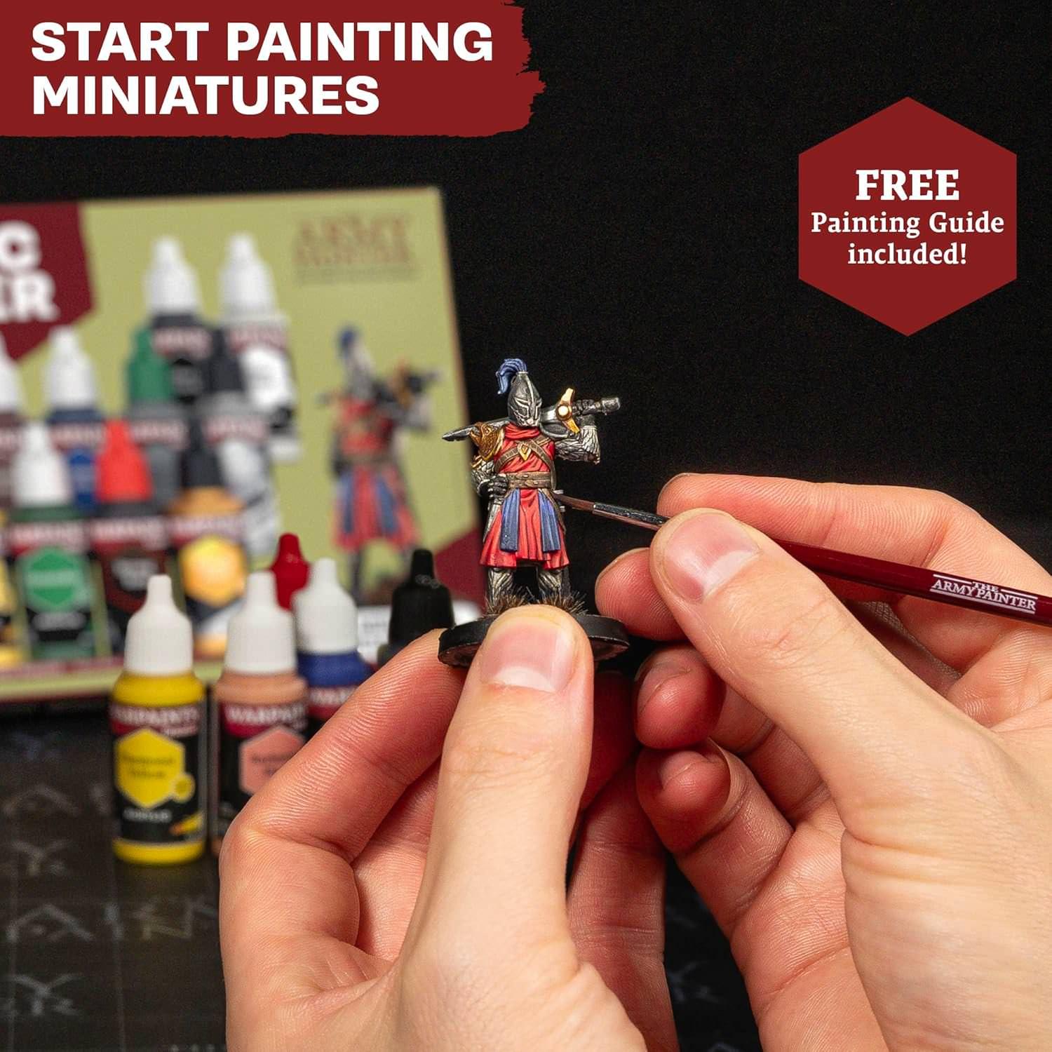 ミニチュアペイント WARPAINTS FANATIC STARTER SET The Army Painter 高発色 高密度顔料 速乾性 アクリルカラー7色 メタリック2色 ウォッシュ1色 ブラシオンプライマー1色 ミニチュアフィギュア1体 ブラシ1本付 初心者向け 塗装ツール 並行輸入品