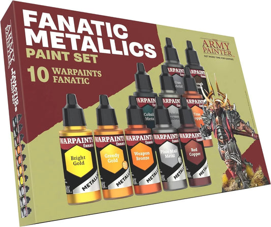 ミニチュアペイント Warpaint Fanatic Metallics Set The Army Painter 高品質メタリックペイントセット 10本18mlドロッパーボトル ステンレスミキシングボール2個付 多彩カラーバリエーション プレミアム樹脂ベース 卓越カバー力 並行輸入品
