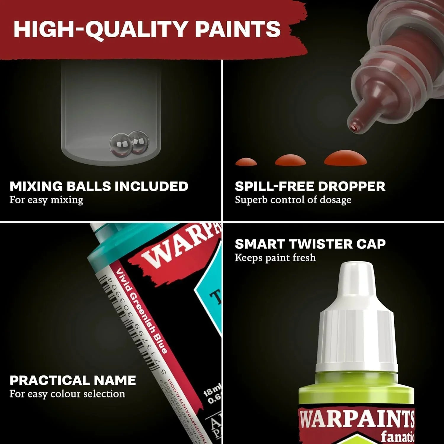 ミニチュアペイント Warpaint Fanatic Metallics Set The Army Painter 高品質メタリックペイントセット 10本18mlドロッパーボトル ステンレスミキシングボール2個付 多彩カラーバリエーション プレミアム樹脂ベース 卓越カバー力 並行輸入品