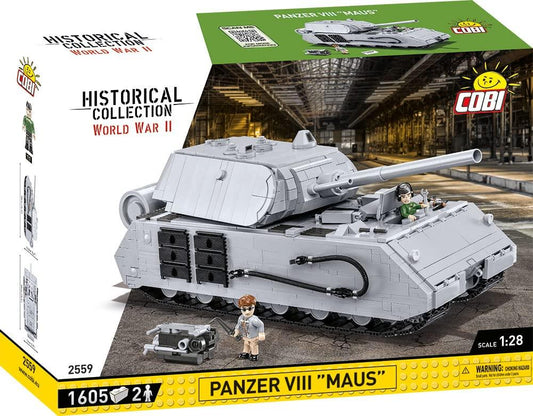 アウトレット品 戦車模型 VIII号戦車 マウス 1/28スケール ドイツ軍モデル Cobi Historical Collection 超重戦車 188tの重量を再現 大型砲塔 128mm主砲 75mm副砲 高品質ヨーロッパ製ブロック 組み立て楽しさ完成満足感 台座付ディスプレイ用