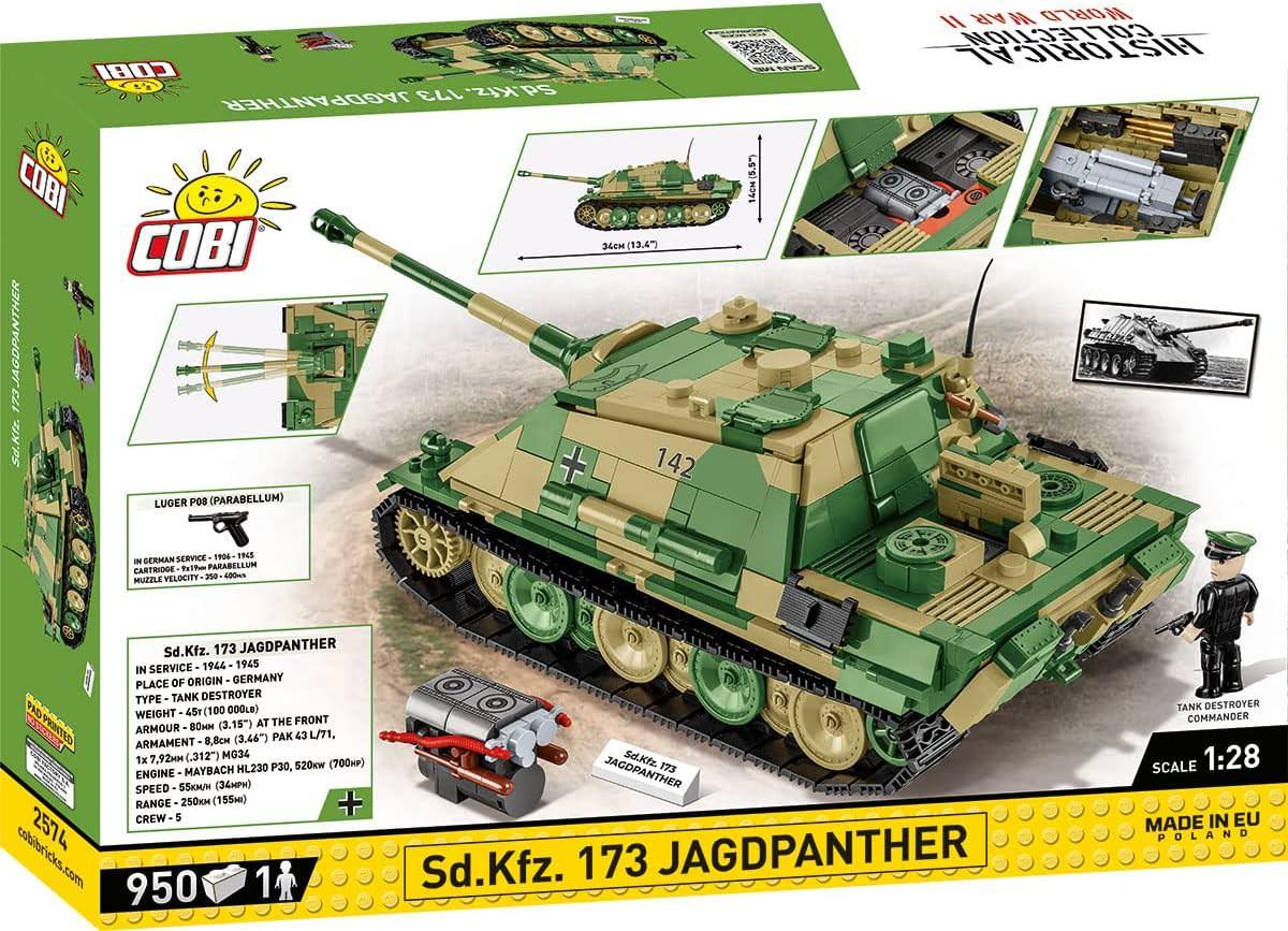 ブロックモデル COBI ヒストリカルコレクション 第二次世界大戦 Sd.Kfz.173 ヤークトパンター戦車2574 ドイツ軍 1:28スケール 950ピース 大型モデル 精密再現 高耐久プリント ギミック搭載 移動可能砲塔 転がるキャタピラ 並行輸入品