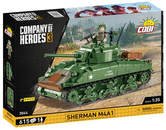 組み立て式ブロック模型 M4シャーマン中戦車 COBI 3044 アメリカ軍 第二次世界大戦 615ピース 精密ディテール エンジン再現 360度回転砲塔 ハッチ開閉可能 戦車兵フィギュア付属 高耐久 プラスチック製 レゴ互換 コレクション向け