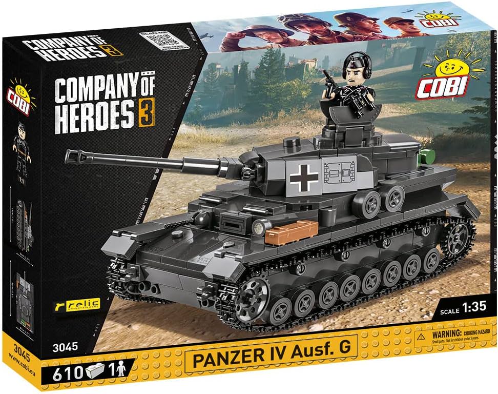 ブロック組立セット Company of Heroes 3 Panzer IV Ausf. G COBI 公式ライセンス 第二次世界大戦モデル 1対35スケール 履帯可動 砲塔回転 ハッチ開閉 高精度フィギュア付属 戦車遊べる構造 精密プリント歴史再現 コレクター向け
