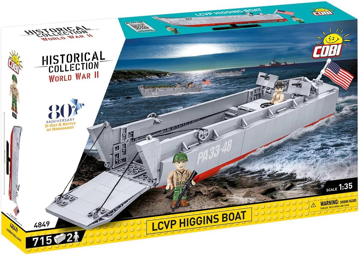 レゴブロック COBI LCVP ヒギンズボート COBI ブロック ブロックモデル 歴史的 上陸用舟艇 35スケール 全長36cm 可動前部ランプ 昇降機構 機関銃可動式 舵 エンジンハッチ 高品質印刷 スタンド付属 ミリタリー コレクターズアイテム 並行輸入品