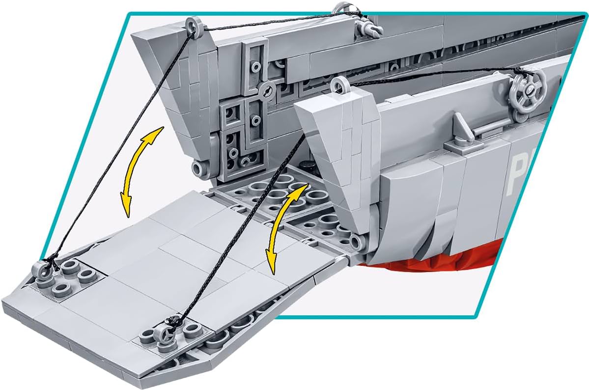 レゴブロック COBI LCVP ヒギンズボート COBI ブロック ブロックモデル 歴史的 上陸用舟艇 35スケール 全長36cm 可動前部ランプ 昇降機構 機関銃可動式 舵 エンジンハッチ 高品質印刷 スタンド付属 ミリタリー