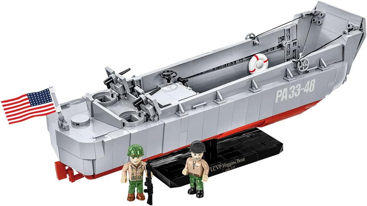 レゴブロック COBI LCVP ヒギンズボート COBI ブロック ブロックモデル 歴史的 上陸用舟艇 35スケール 全長36cm 可動前部ランプ 昇降機構 機関銃可動式 舵 エンジンハッチ 高品質印刷 スタンド付属 ミリタリー コレクターズアイテム 並行輸入品