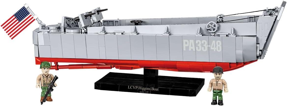 レゴブロック COBI LCVP ヒギンズボート COBI ブロック ブロックモデル 歴史的 上陸用舟艇 35スケール 全長36cm 可動前部ランプ 昇降機構 機関銃可動式 舵 エンジンハッチ 高品質印刷 スタンド付属 ミリタリー コレクターズアイテム 並行輸入品