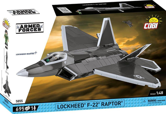 プラモデル Lockheed F-22 Raptor Cobi 世界最高峰 ステルス戦闘機 ブロックモデル 1 48スケール 695ピース 開閉式爆弾倉 コックピット搭乗フィギュア 飛行状態展示対応 専用ディスプレイスタンド付き 高品質ABS樹脂 高精細再現 並行輸入品
