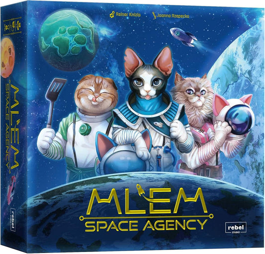 ボードゲーム MLEM Space Agency Space Agency 猫たちの宇宙探検 ファミリー向け 笑いと戦略の融合 高品質ロールアッププレイマット 宇宙船長猫のレース ユーモア満載のスペースアドベンチャー Reiner Knizia設計 英語版 日本語説明書なし