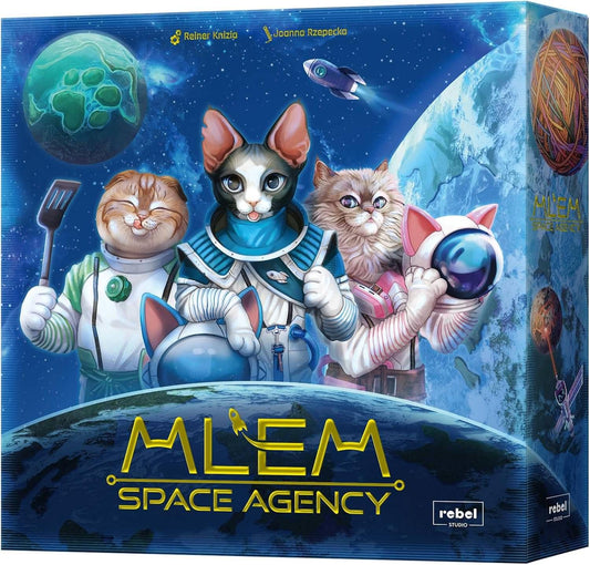 ボードゲーム MLEM Space Agency Space Agency 猫たちの宇宙探検 ファミリー向け 笑いと戦略の融合 高品質ロールアッププレイマット 宇宙船長猫のレース ユーモア満載のスペースアドベンチャー Reiner Knizia設計 英語版 日本語説明書なし