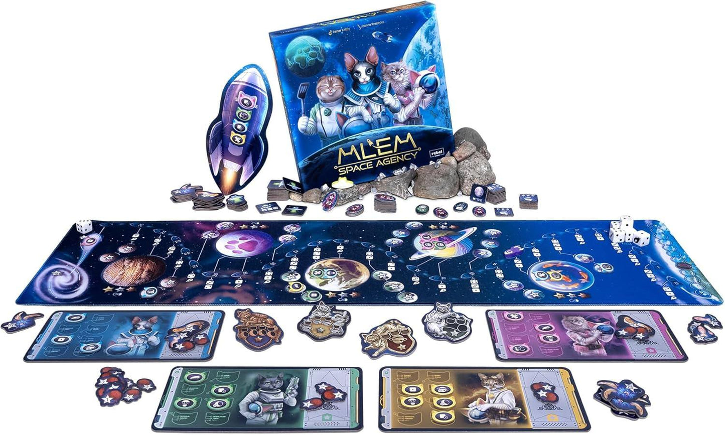 ボードゲーム MLEM Space Agency Space Agency 猫たちの宇宙探検 ファミリー向け 笑いと戦略の融合 高品質ロールアッププレイマット 宇宙船長猫のレース ユーモア満載のスペースアドベンチャー Reiner Knizia設計 英語版 日本語説明書なし