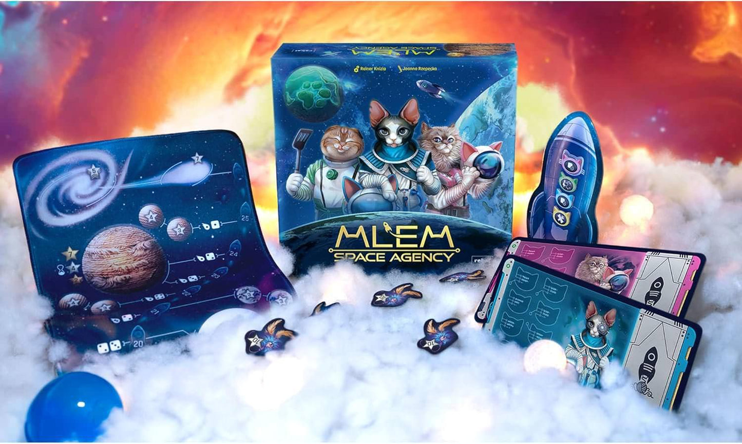 ボードゲーム MLEM Space Agency Space Agency 猫たちの宇宙探検 ファミリー向け 笑いと戦略の融合 高品質ロールアッププレイマット 宇宙船長猫のレース ユーモア満載のスペースアドベンチャー Reiner Knizia設計 英語版 日本語説明書なし