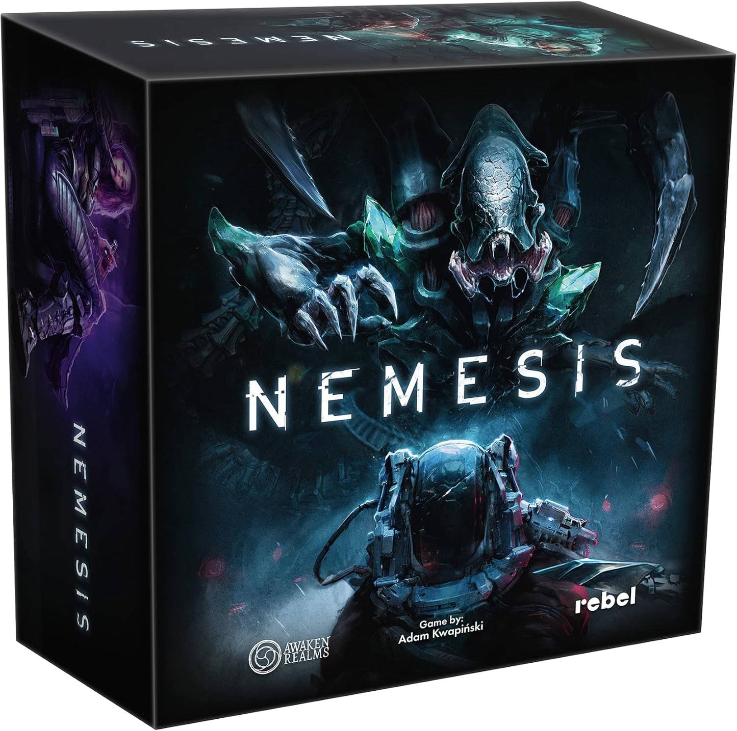 SFサバイバルホラーボードゲーム Nemesis ネメシス Rebel社 宇宙船 エイリアン イントルーダー 半協力型 1-5人 14歳以上 60-180分 モジュール式 ミニチュア 英語 コールドスリープ ハイパースリープ 地球帰還
